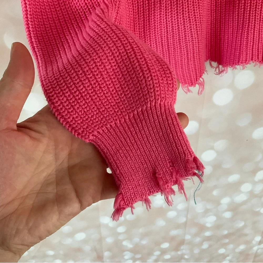 FATE Pink Fringe Knit Sweater - Picture 3 of 8